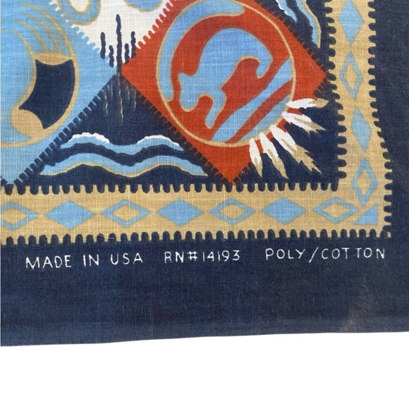 Vintage Aztec Southwestern Cotton Blend Native American Print Bandana Scarf - Picture 3 of 7